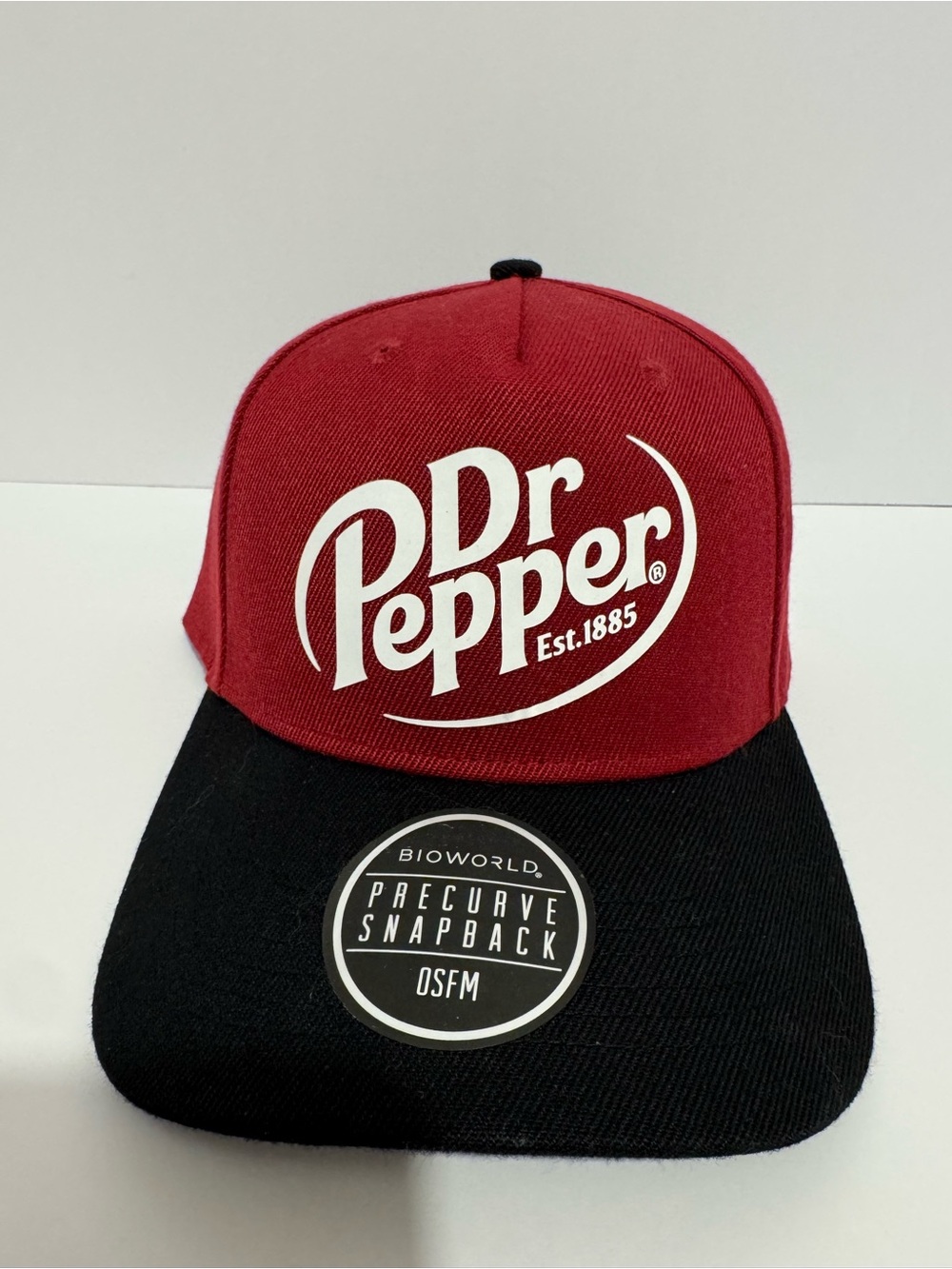 Bioworld Dr Pepper Precurve Snapback Baseball Cap Hat Burgundy/Black Adjustable
